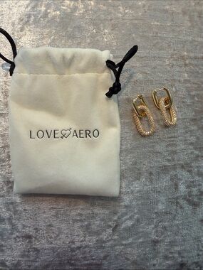 Gold Pave Link Drop Earrings